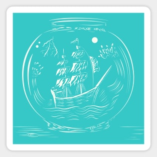 Pirate Ship in a Fish Bowl Magnet